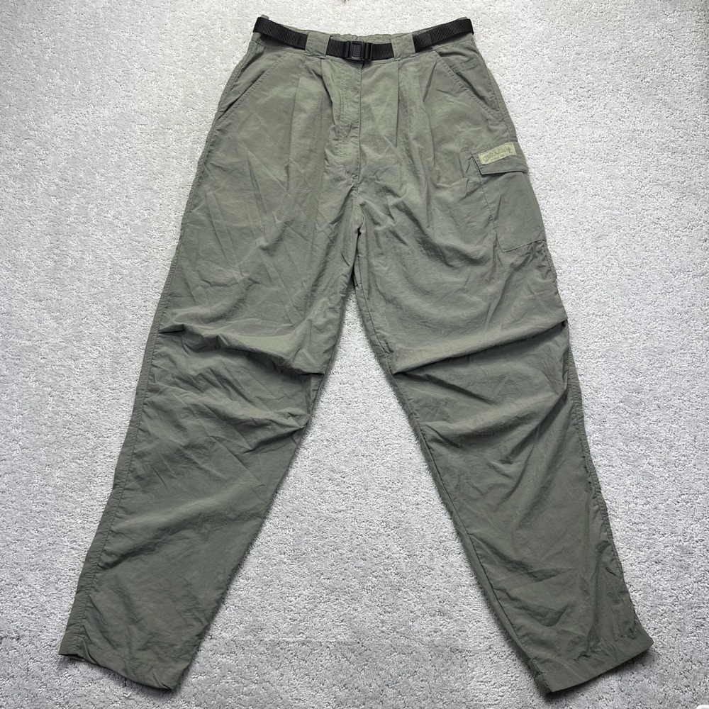 Field & Stream Cargo Pants Mens Large Green Nylon Belted Outdoor Hiking Gorpcore